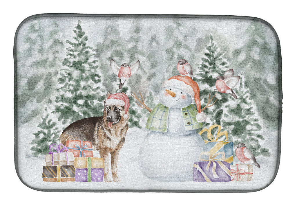 German Shepherd Christmas Dish Drying Mat Absorbent Dish Drying Mat Pad for Kitchen Counter Dish Drainer Mat for Countertop, 14 x 21", Multicolor