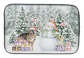 German Shepherd Christmas Dish Drying Mat Absorbent Dish Drying Mat Pad for Kitchen Counter Dish Drainer Mat for Countertop, 14 x 21", Multicolor