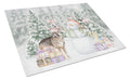 German Shepherd Christmas Cutting Board Tempered Glass Kitchen Cutting Surface, Heat Resistant Chopping, Non-Slip Feet, Food Prep & Serving