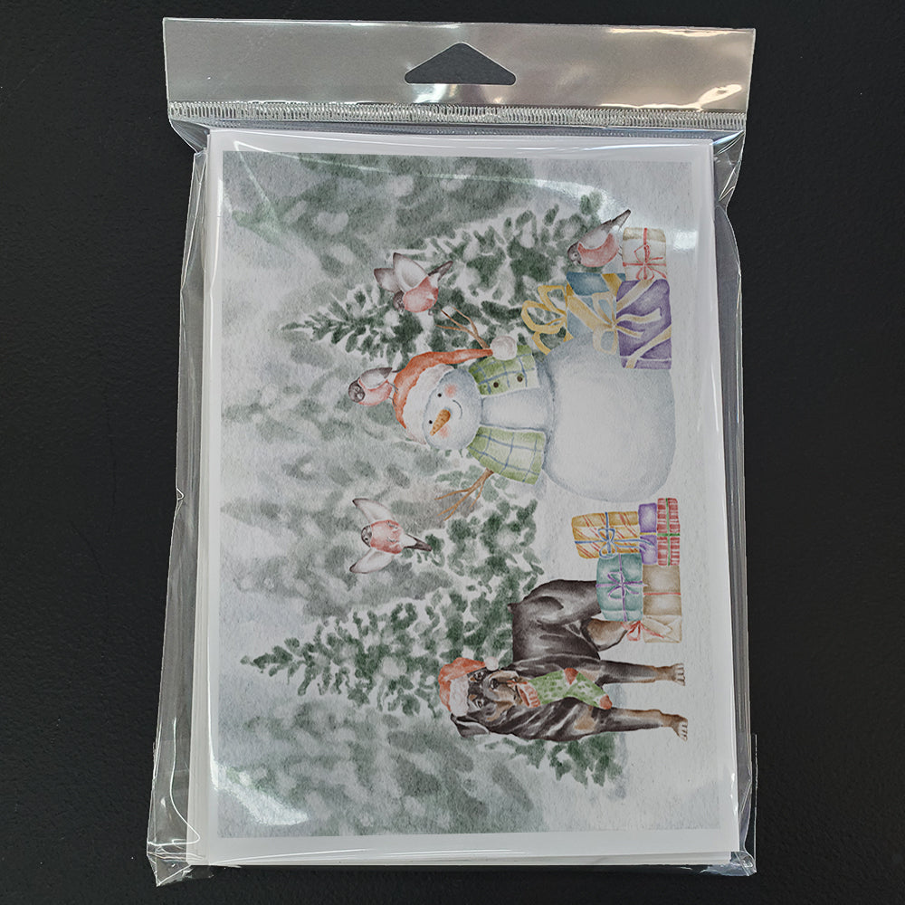 Rottweiler Standing Christmas Greeting Cards Pack of 8 Blank Cards with Envelopes Whimsical A7 Size 5x7