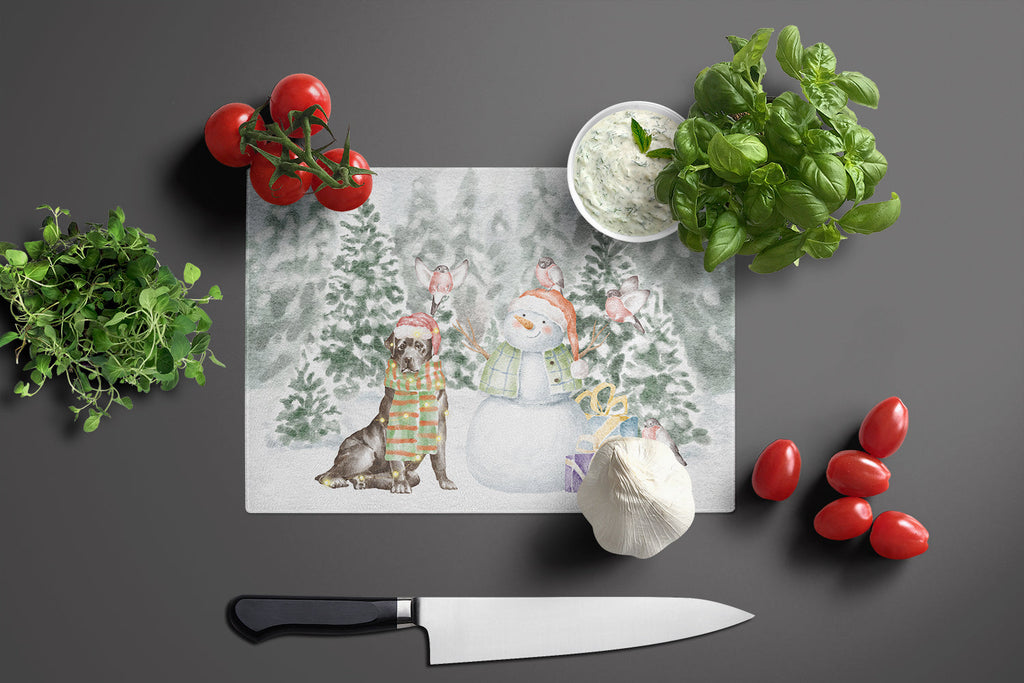 Labrador Retriever Black Christmas Cutting Board Tempered Glass Kitchen Cutting Surface, Heat Resistant Chopping, Non-Slip Feet, Food Prep & Serving