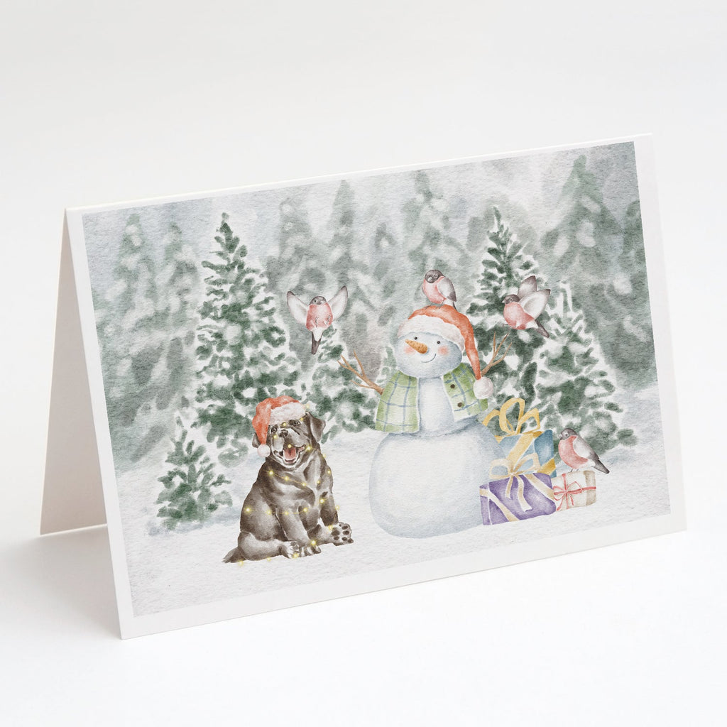 Labrador Retriever Puppy Black Christmas Greeting Cards Pack of 8 Blank Cards with Envelopes Whimsical A7 Size 5x7