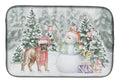 Boxer Fawn Puppy Christmas Dish Drying Mat Absorbent Dish Drying Mat Pad for Kitchen Counter Dish Drainer Mat for Countertop, 14 x 21", Multicolor