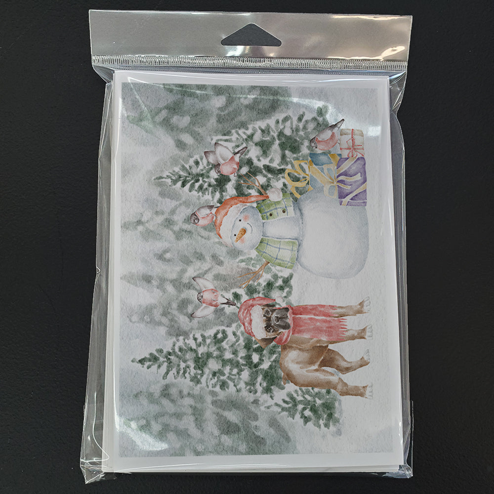 Boxer Fawn Puppy Christmas Greeting Cards Pack of 8 Blank Cards with Envelopes Whimsical A7 Size 5x7