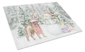 Boxer Fawn Puppy Christmas Cutting Board Tempered Glass Kitchen Cutting Surface, Heat Resistant Chopping, Non-Slip Feet, Food Prep & Serving