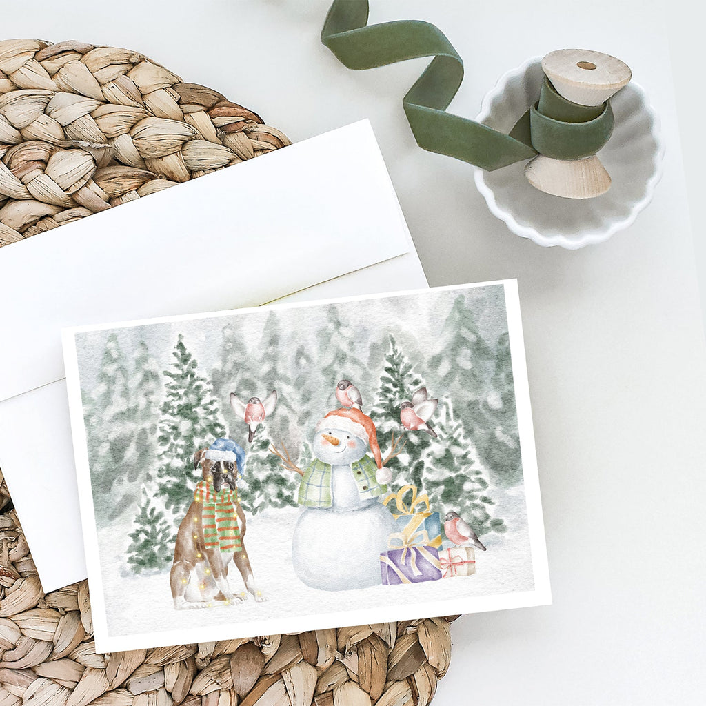 Boxer Fawn Christmas Greeting Cards Pack of 8 Blank Cards with Envelopes Whimsical A7 Size 5x7