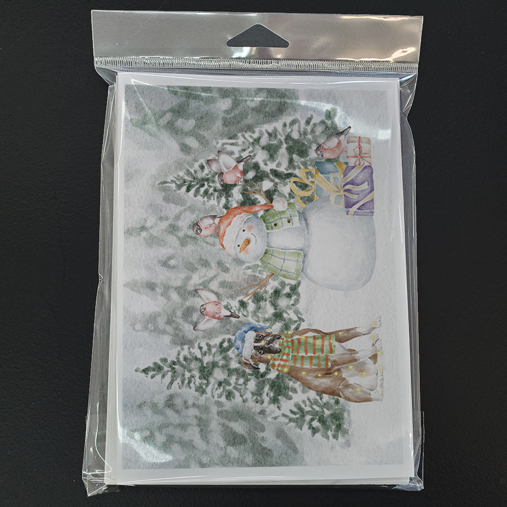 Boxer Fawn Christmas Greeting Cards Pack of 8 Blank Cards with Envelopes Whimsical A7 Size 5x7