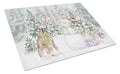 Boxer Fawn Christmas Cutting Board Tempered Glass Kitchen Cutting Surface, Heat Resistant Chopping, Non-Slip Feet, Food Prep & Serving