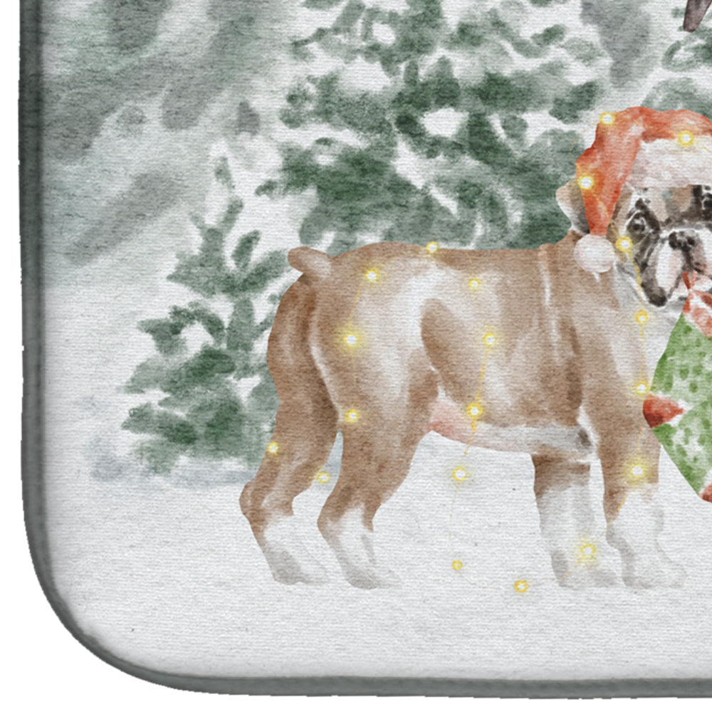 Boxer Fawn Puppy Standing Christmas Dish Drying Mat Absorbent Dish Drying Mat Pad for Kitchen Counter Dish Drainer Mat for Countertop, 14 x 21", Multicolor