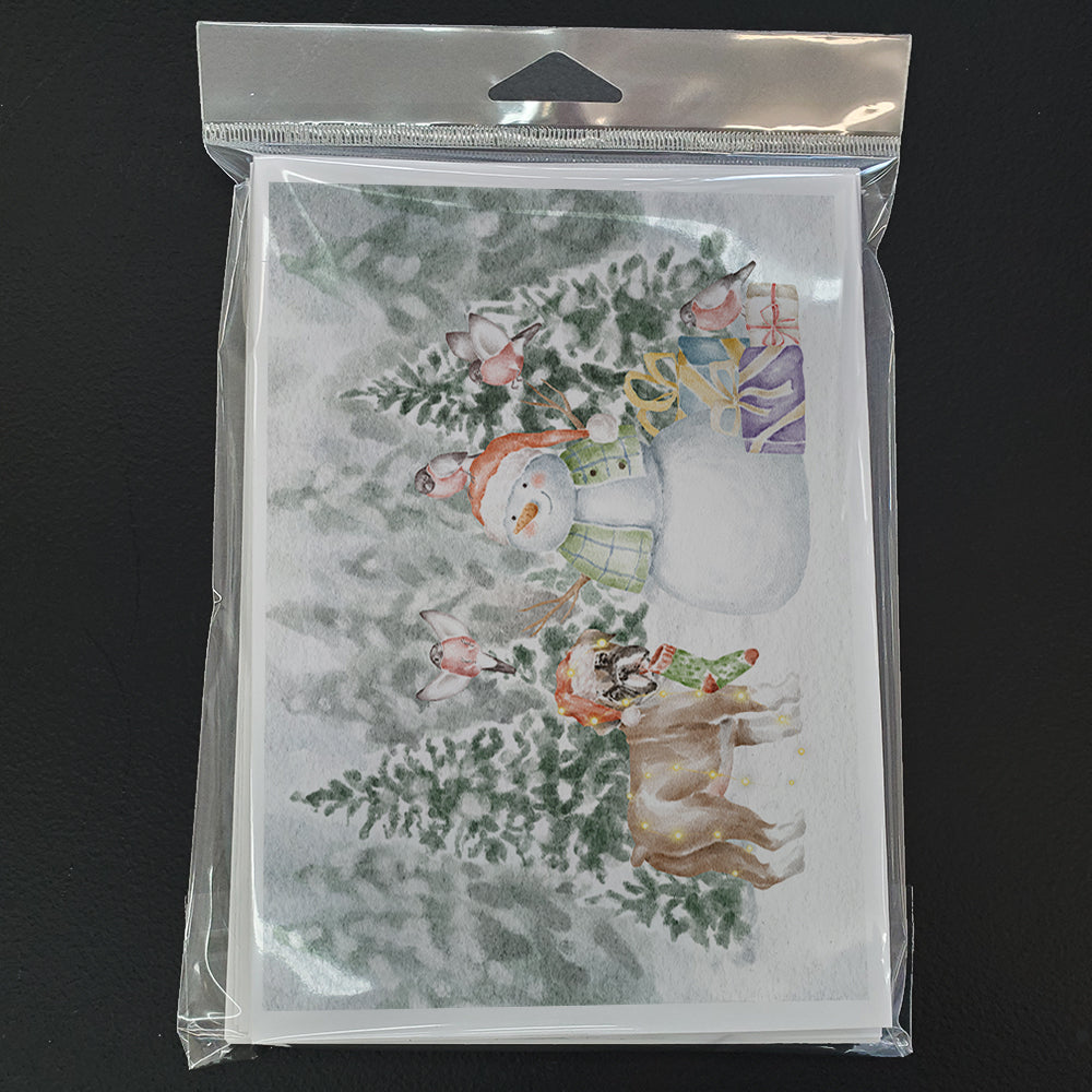 Boxer Fawn Puppy Standing Christmas Greeting Cards Pack of 8 Blank Cards with Envelopes Whimsical A7 Size 5x7
