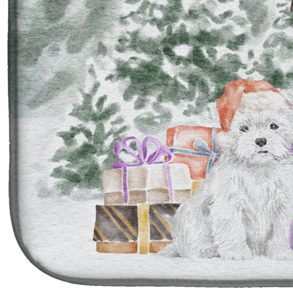 West Highland White Terrier Christmas Dish Drying Mat Absorbent Dish Drying Mat Pad for Kitchen Counter Dish Drainer Mat for Countertop, 14 x 21", Multicolor