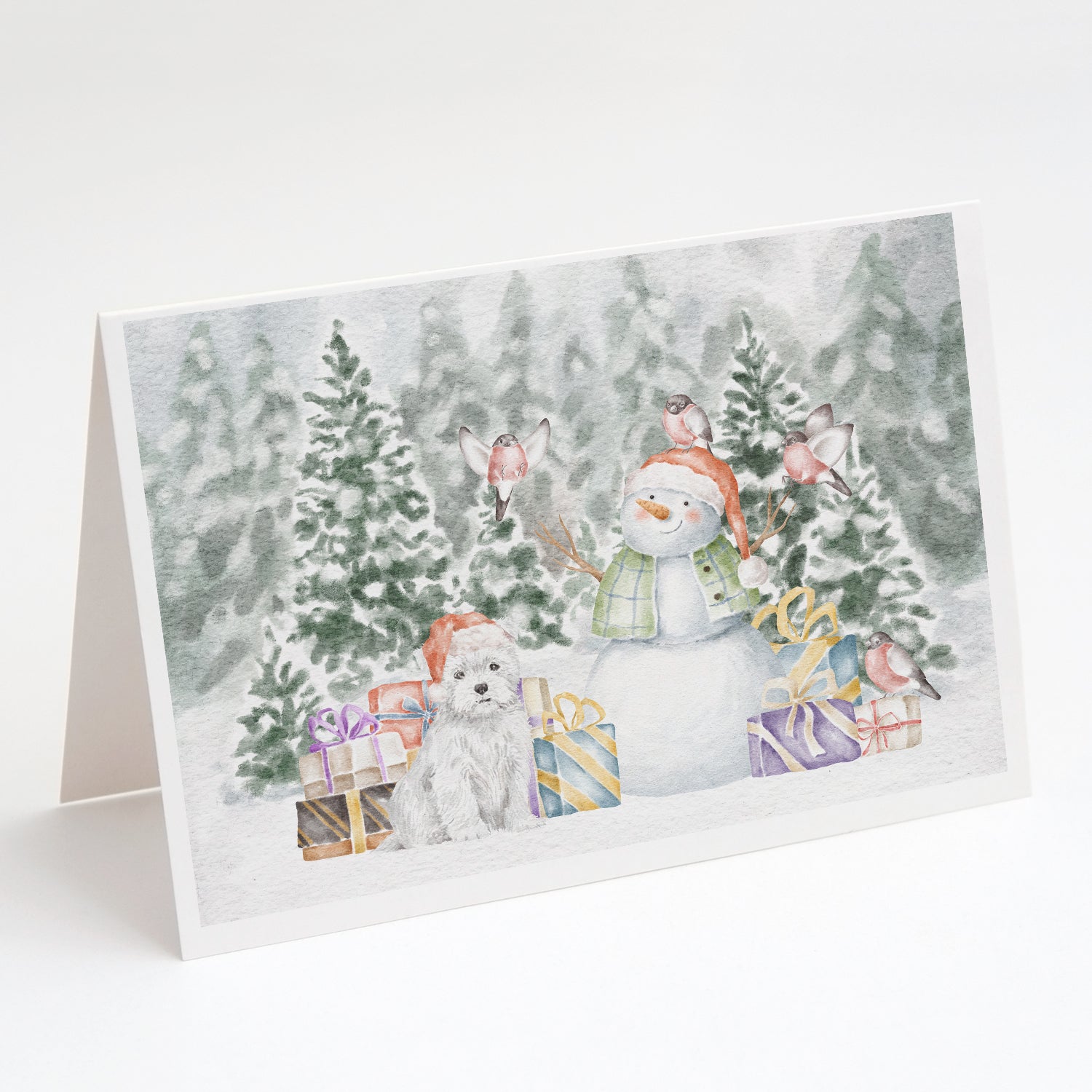 West Highland White Terrier Christmas Greeting Cards Pack of 8 Blank Cards with Envelopes Whimsical A7 Size 5x7