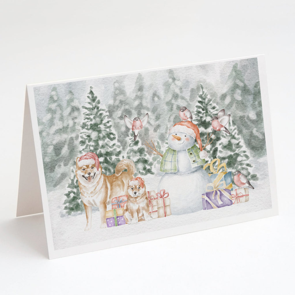 Shiba Inu Adult and Puppy Christmas Greeting Cards Pack of 8 Blank Cards with Envelopes Whimsical A7 Size 5x7