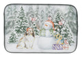 Sheltie/Shetland Sheepdog Sable Christmas Dish Drying Mat Absorbent Dish Drying Mat Pad for Kitchen Counter Dish Drainer Mat for Countertop, 14 x 21", Multicolor