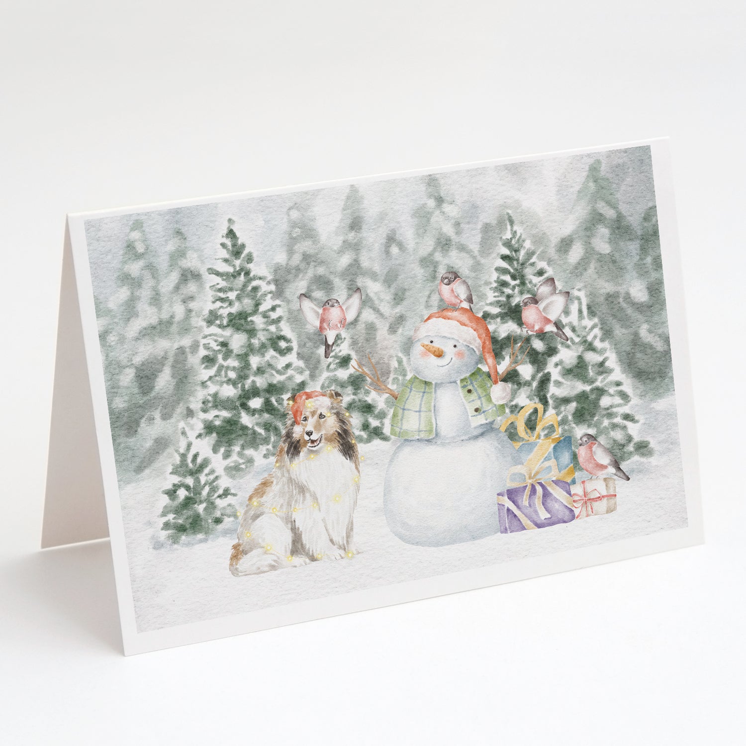 Sheltie/Shetland Sheepdog Sable Christmas Greeting Cards Pack of 8 Blank Cards with Envelopes Whimsical A7 Size 5x7