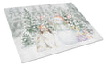 Sheltie/Shetland Sheepdog Sable Christmas Cutting Board Tempered Glass Kitchen Cutting Surface, Heat Resistant Chopping, Non-Slip Feet, Food Prep & Serving