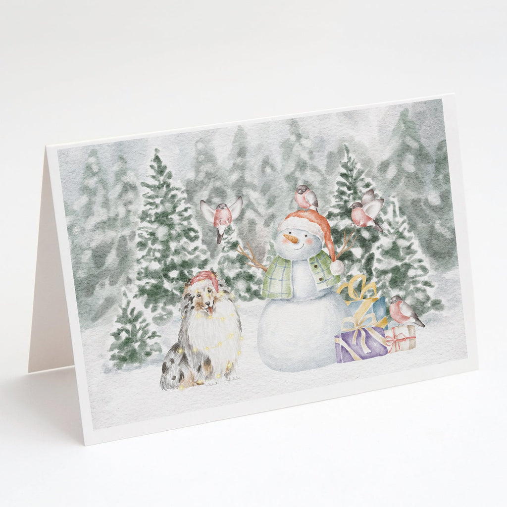Sheltie/Shetland Sheepdog Blue Merle Christmas Greeting Cards Pack of 8 Blank Cards with Envelopes Whimsical A7 Size 5x7