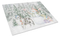 Sheltie/Shetland Sheepdog Blue Merle Standing Christmas Cutting Board Tempered Glass Kitchen Cutting Surface, Heat Resistant Chopping, Non-Slip Feet, Food Prep & Serving