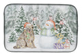 Briard Snowman and Christmas Presents Dish Drying Mat Absorbent Dish Drying Mat Pad for Kitchen Counter Dish Drainer Mat for Countertop, 14 x 21", Multicolor
