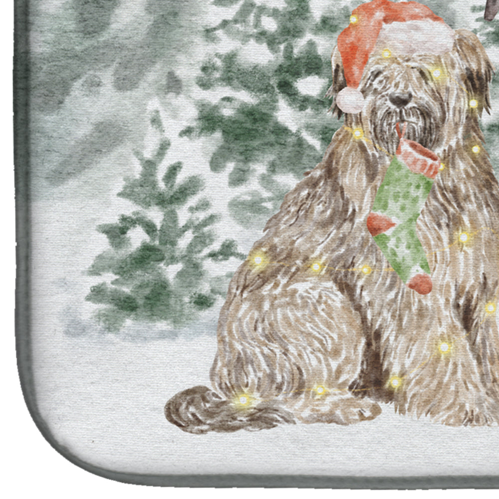 Briard Snowman and Christmas Presents Dish Drying Mat Absorbent Dish Drying Mat Pad for Kitchen Counter Dish Drainer Mat for Countertop, 14 x 21", Multicolor
