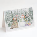 Briard Snowman and Christmas Presents Greeting Cards Pack of 8 Blank Cards with Envelopes Whimsical A7 Size 5x7