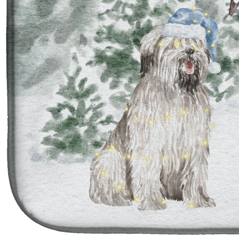 Briard Smiling Christmas Dish Drying Mat Absorbent Dish Drying Mat Pad for Kitchen Counter Dish Drainer Mat for Countertop, 14 x 21", Multicolor