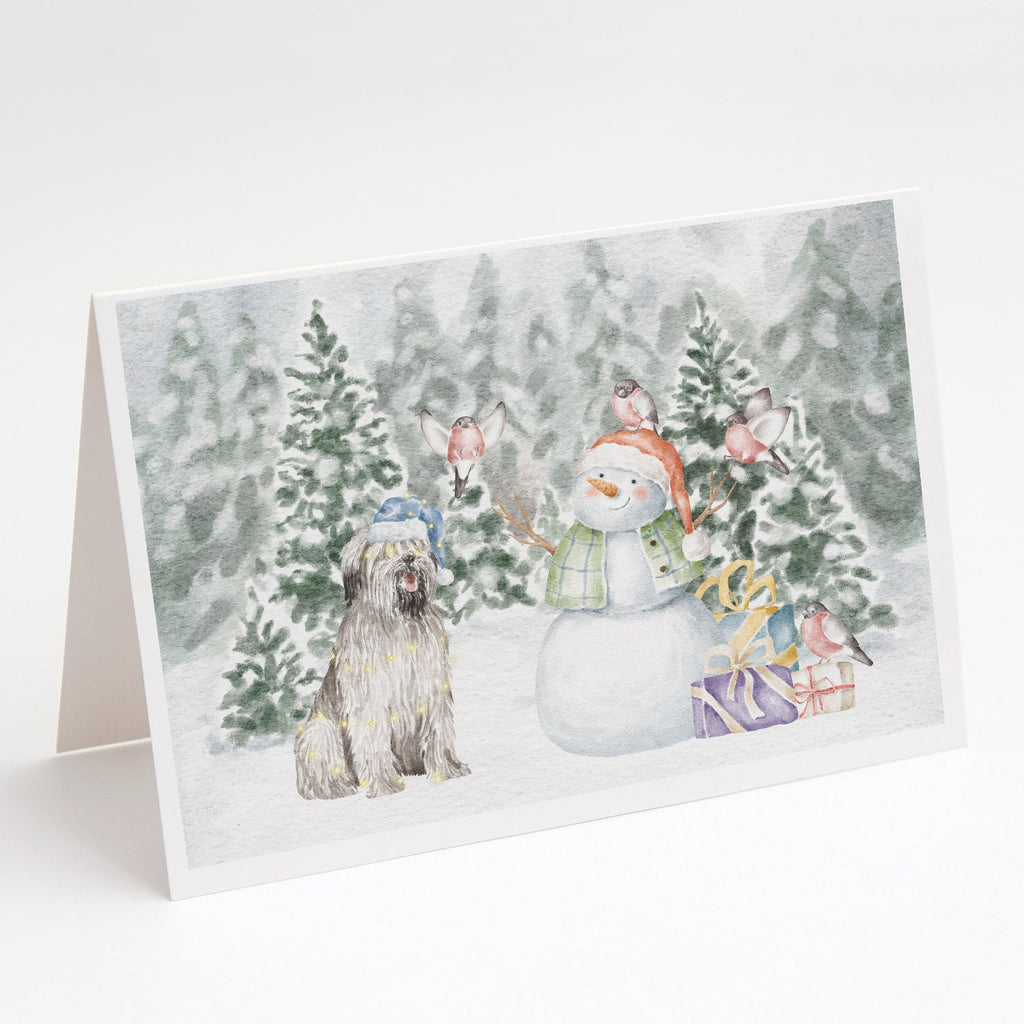 Briard Smiling Christmas Greeting Cards Pack of 8 Blank Cards with Envelopes Whimsical A7 Size 5x7