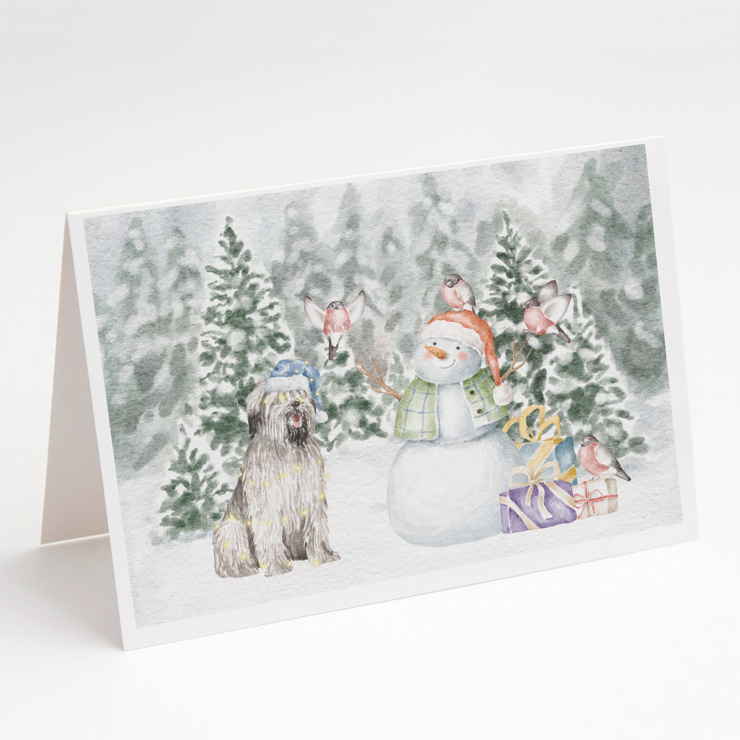 Briard Smiling Christmas Greeting Cards Pack of 8 Blank Cards with Envelopes Whimsical A7 Size 5x7