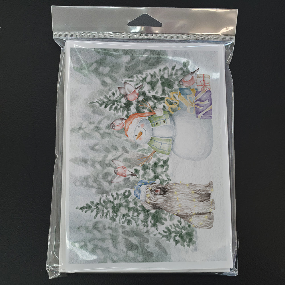 Briard Smiling Christmas Greeting Cards Pack of 8 Blank Cards with Envelopes Whimsical A7 Size 5x7