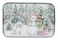 Bichon Frise Christmas Dish Drying Mat Absorbent Dish Drying Mat Pad for Kitchen Counter Dish Drainer Mat for Countertop, 14 x 21", Multicolor