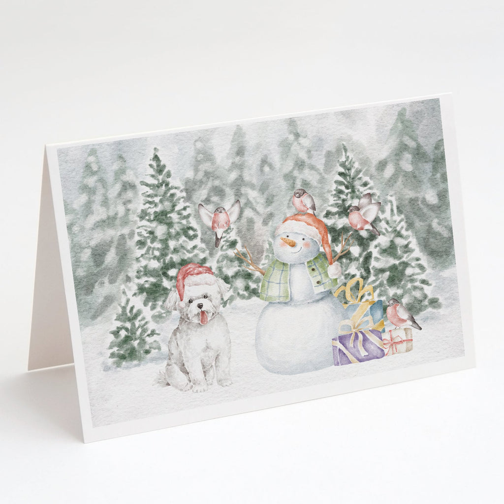 Bichon Frise Smiling Christmas Greeting Cards Pack of 8 Blank Cards with Envelopes Whimsical A7 Size 5x7