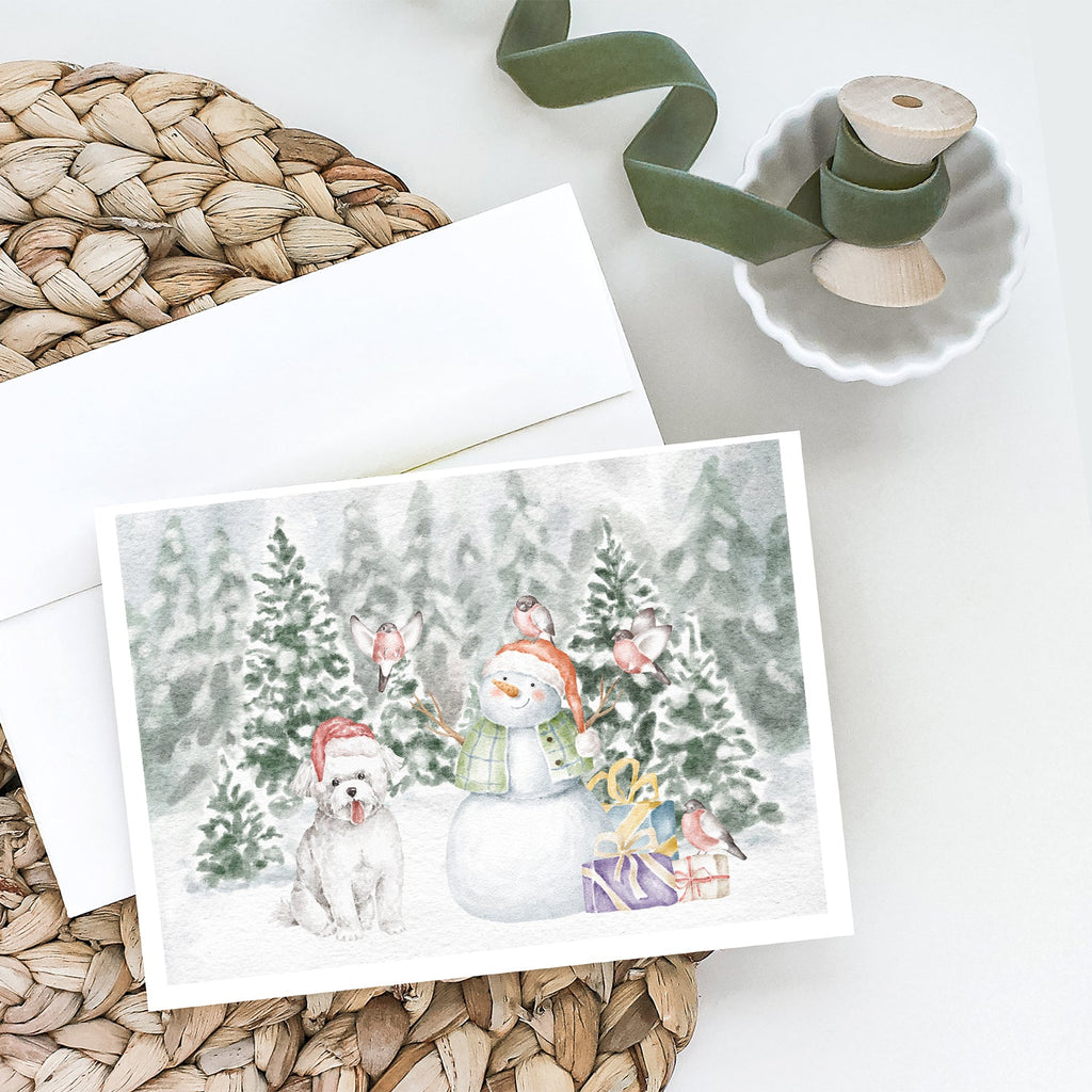 Bichon Frise Smiling Christmas Greeting Cards Pack of 8 Blank Cards with Envelopes Whimsical A7 Size 5x7