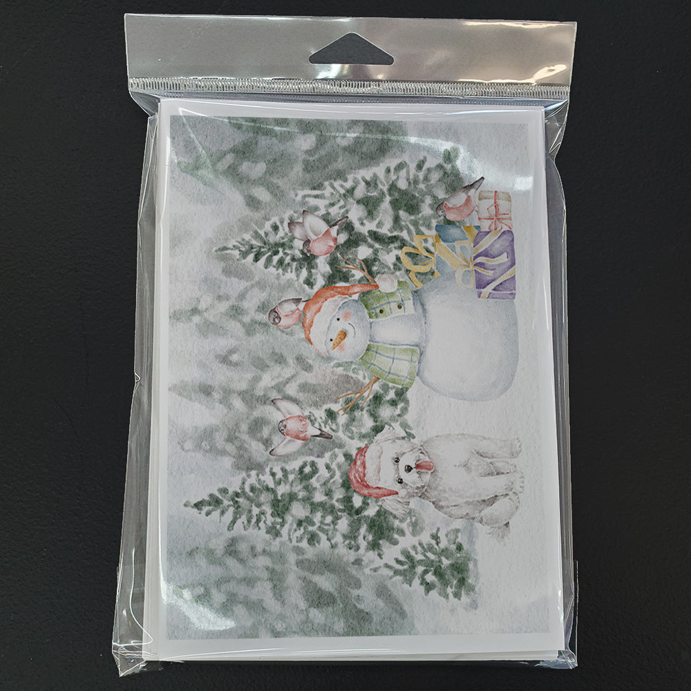 Bichon Frise Smiling Christmas Greeting Cards Pack of 8 Blank Cards with Envelopes Whimsical A7 Size 5x7