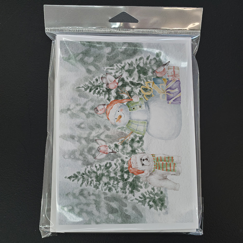 Bichon Frise Standing Christmas Greeting Cards Pack of 8 Blank Cards with Envelopes Whimsical A7 Size 5x7