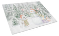 Bichon Frise Standing Christmas Cutting Board Tempered Glass Kitchen Cutting Surface, Heat Resistant Chopping, Non-Slip Feet, Food Prep & Serving