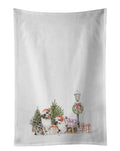 Australian Shepherd Excited Adult and Puppy with Christmas Wonderland Kitchen Towel Set of 2 White Dish Towels Decorative Bathroom Hand towel for Hand, Face, Hair, Yoga, Tea, Dishcloth, 19 X 28", White