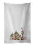 Dachshund Family with Christmas Wonderland Kitchen Towel Set of 2 White Dish Towels Decorative Bathroom Hand towel for Hand, Face, Hair, Yoga, Tea, Dishcloth, 19 X 28", White