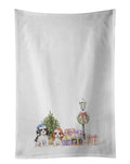 Cavalier King Charles Spaniel Puppy Duo with Christmas Wonderland Kitchen Towel Set of 2 White Dish Towels Decorative Bathroom Hand towel for Hand, Face, Hair, Yoga, Tea, Dishcloth, 19 X 28", White