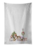Bulldog Duo with Christmas Wonderland Kitchen Towel Set of 2 White Dish Towels Decorative Bathroom Hand towel for Hand, Face, Hair, Yoga, Tea, Dishcloth, 19 X 28", White
