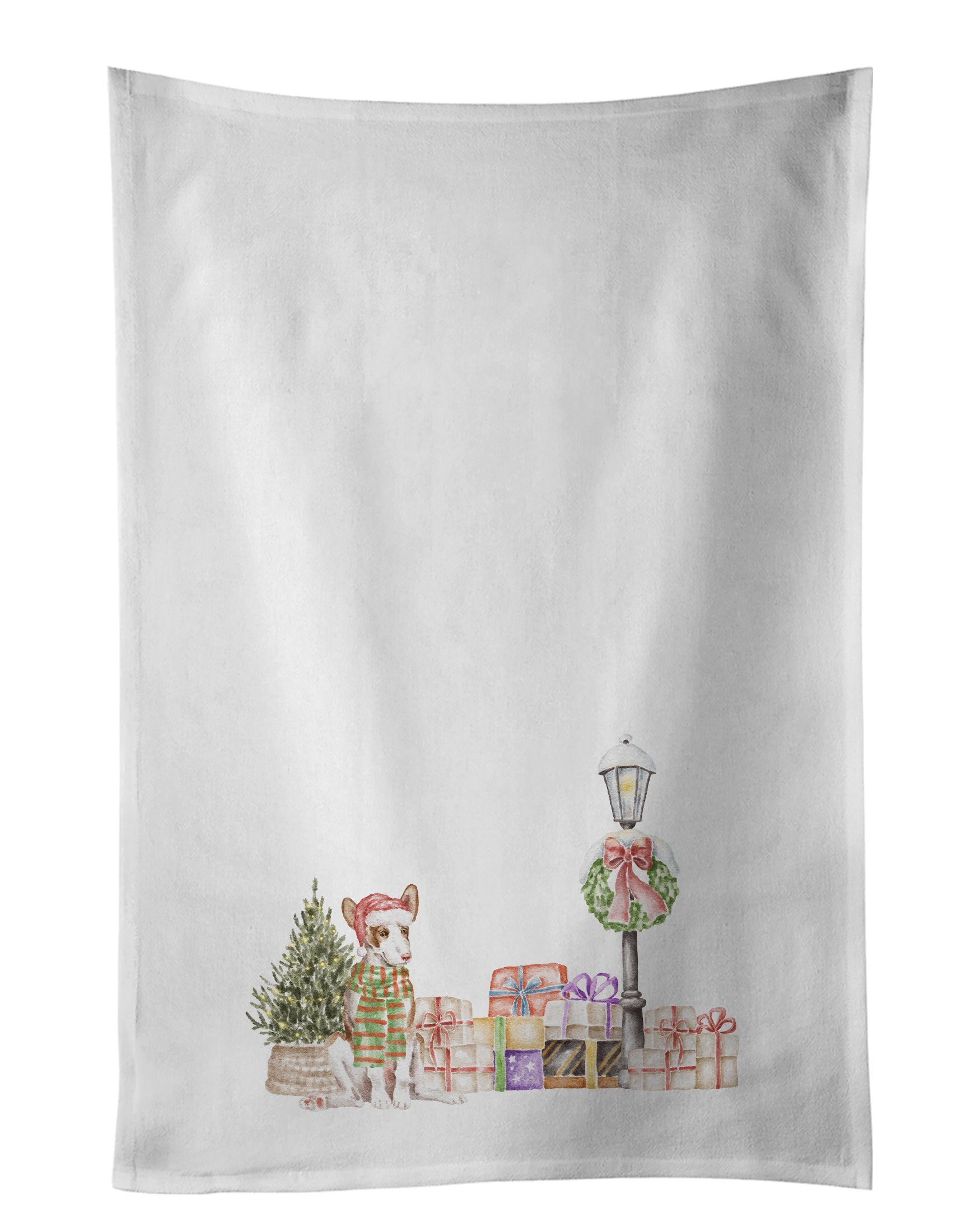 Ibizan Hound with Christmas Wonderland Kitchen Towel Set of 2 White Dish Towels Decorative Bathroom Hand towel for Hand, Face, Hair, Yoga, Tea, Dishcloth, 19 X 28", White