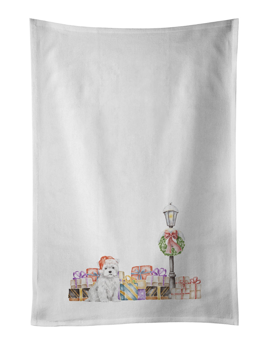 West Highland White Terrier Sitting Kitchen Towel Set of 2 White Dish Towels Decorative Bathroom Hand towel for Hand, Face, Hair, Yoga, Tea, Dishcloth, 19 X 28", White