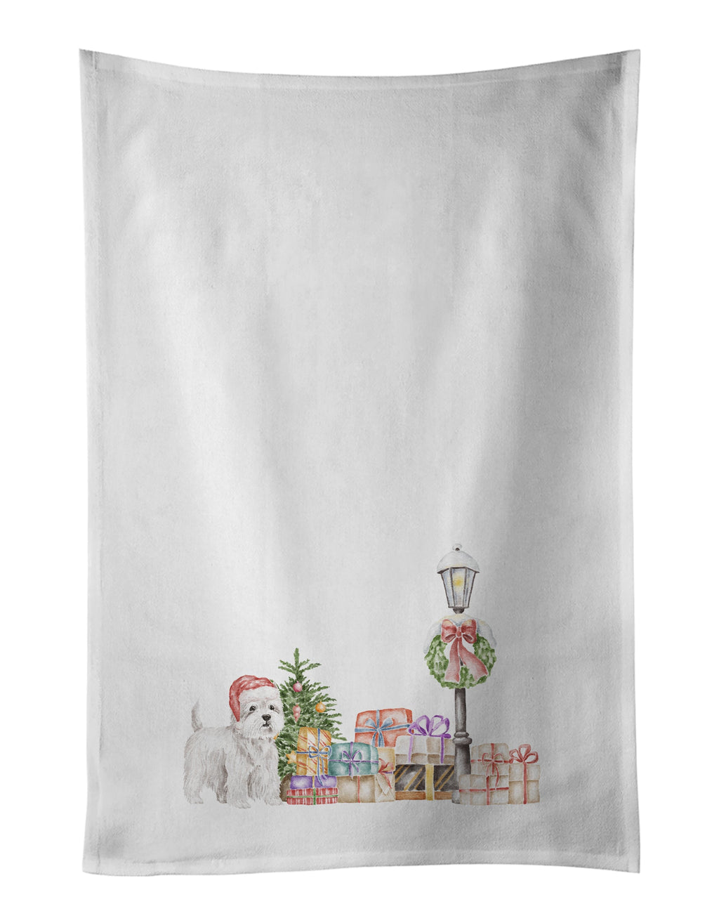 West Highland White Terrier Standing Kitchen Towel Set of 2 White Dish Towels Decorative Bathroom Hand towel for Hand, Face, Hair, Yoga, Tea, Dishcloth, 19 X 28", White