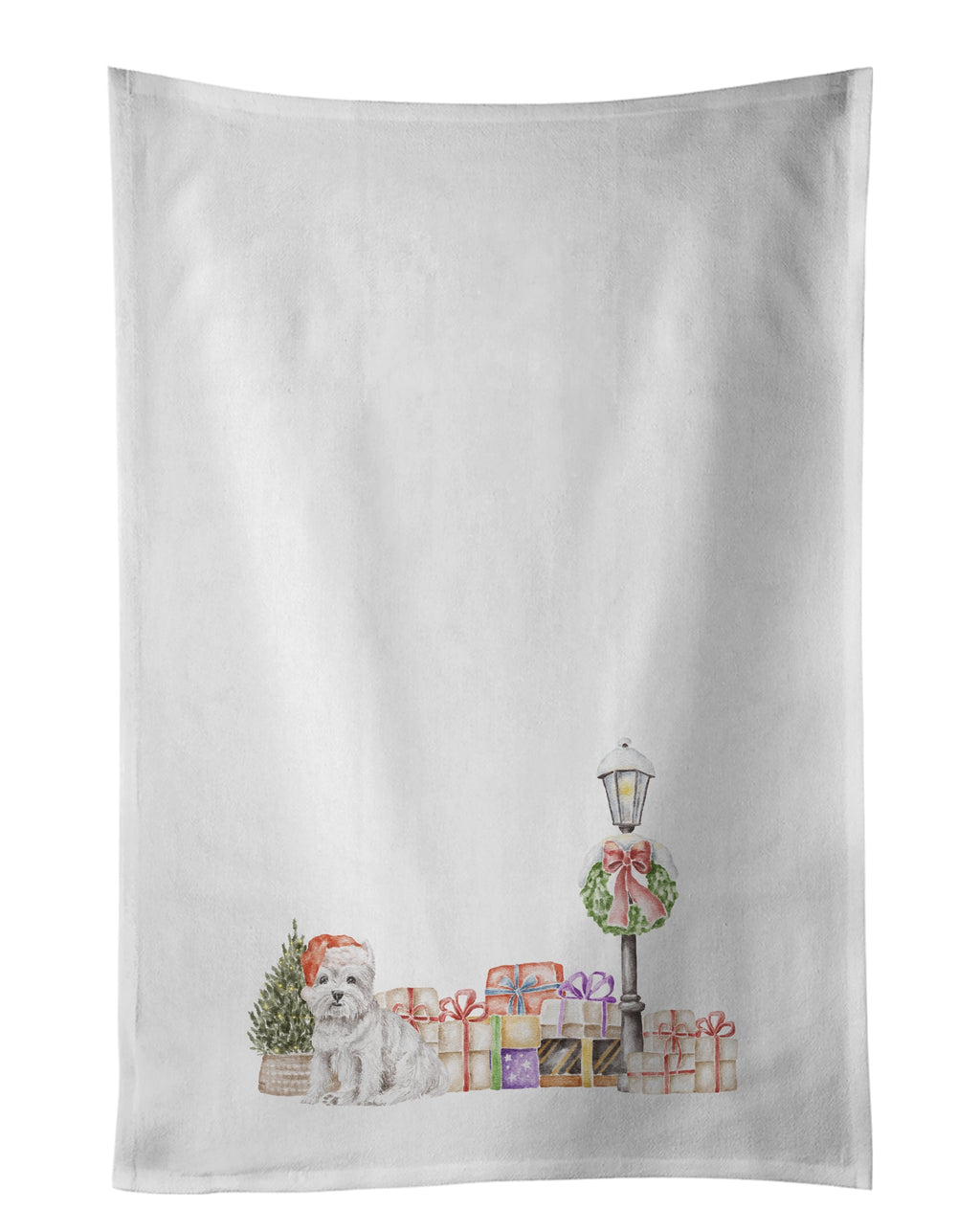 West Highland White Terrier Seated Kitchen Towel Set of 2 White Dish Towels Decorative Bathroom Hand towel for Hand, Face, Hair, Yoga, Tea, Dishcloth, 19 X 28", White