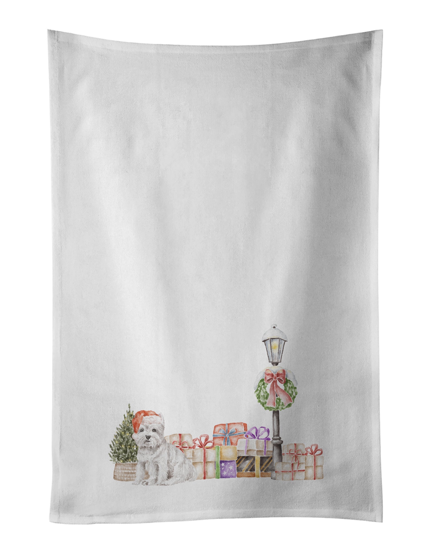 West Highland White Terrier Seated Kitchen Towel Set of 2 White Dish Towels Decorative Bathroom Hand towel for Hand, Face, Hair, Yoga, Tea, Dishcloth, 19 X 28", White
