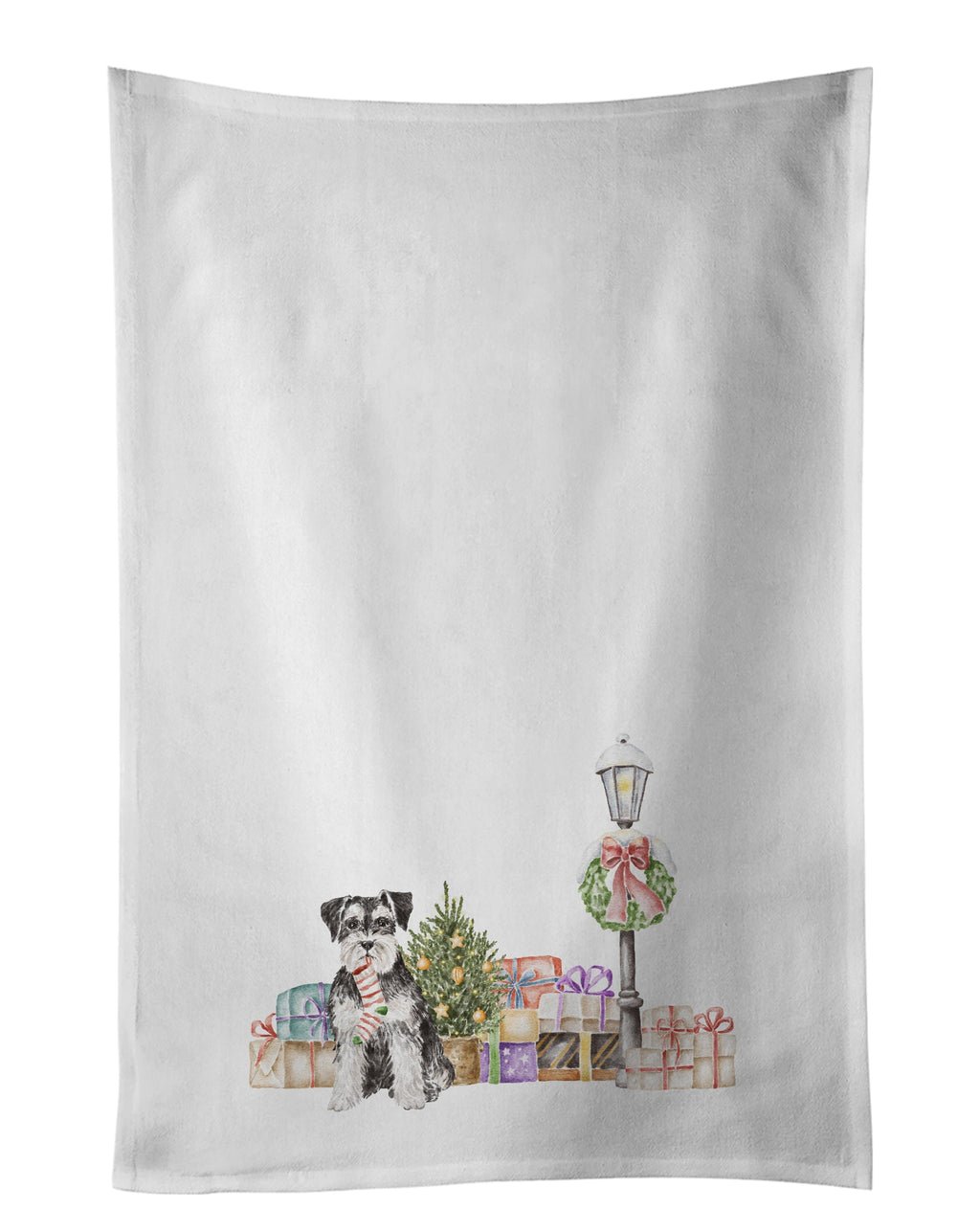 Schnauzer Black and Silver Kitchen Towel Set of 2 White Dish Towels Decorative Bathroom Hand towel for Hand, Face, Hair, Yoga, Tea, Dishcloth, 19 X 28", White