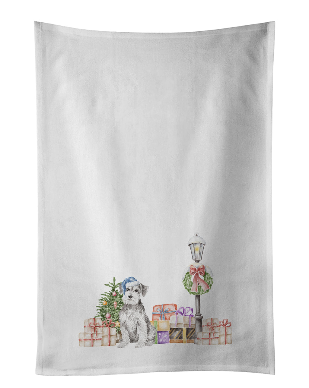 Schnauzer Salt and Pepper Kitchen Towel Set of 2 White Dish Towels Decorative Bathroom Hand towel for Hand, Face, Hair, Yoga, Tea, Dishcloth, 19 X 28", White