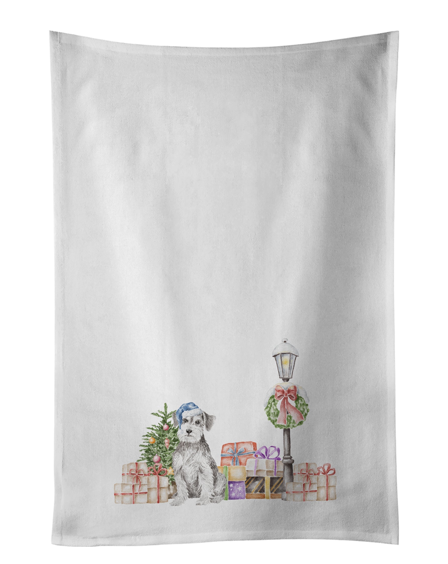 Schnauzer Salt and Pepper Kitchen Towel Set of 2 White Dish Towels Decorative Bathroom Hand towel for Hand, Face, Hair, Yoga, Tea, Dishcloth, 19 X 28", White