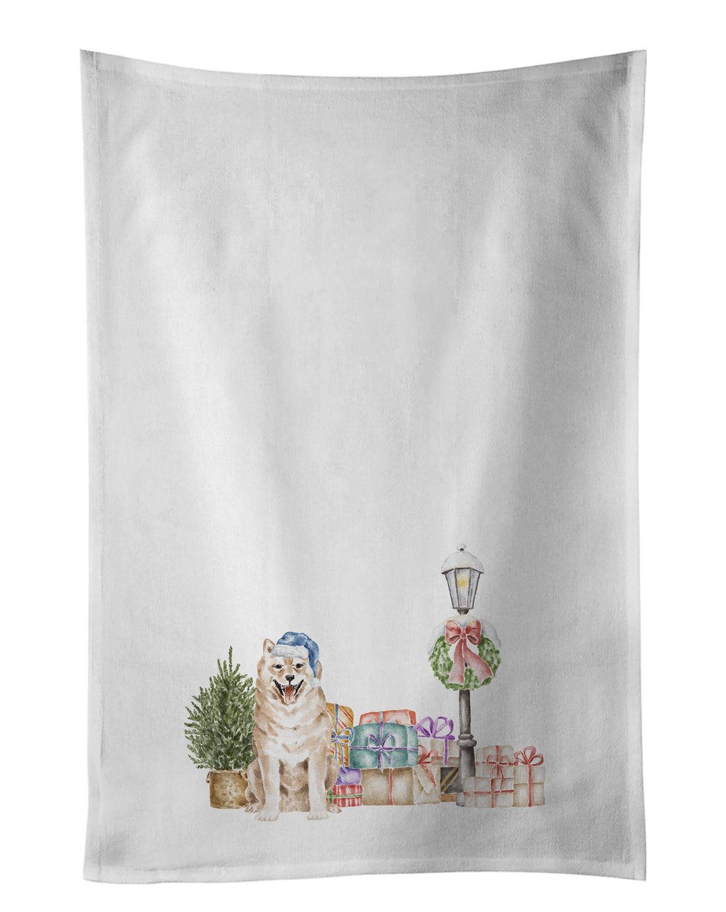 Shiba Inu Cream Standing Kitchen Towel Set of 2 White Dish Towels Decorative Bathroom Hand towel for Hand, Face, Hair, Yoga, Tea, Dishcloth, 19 X 28", White