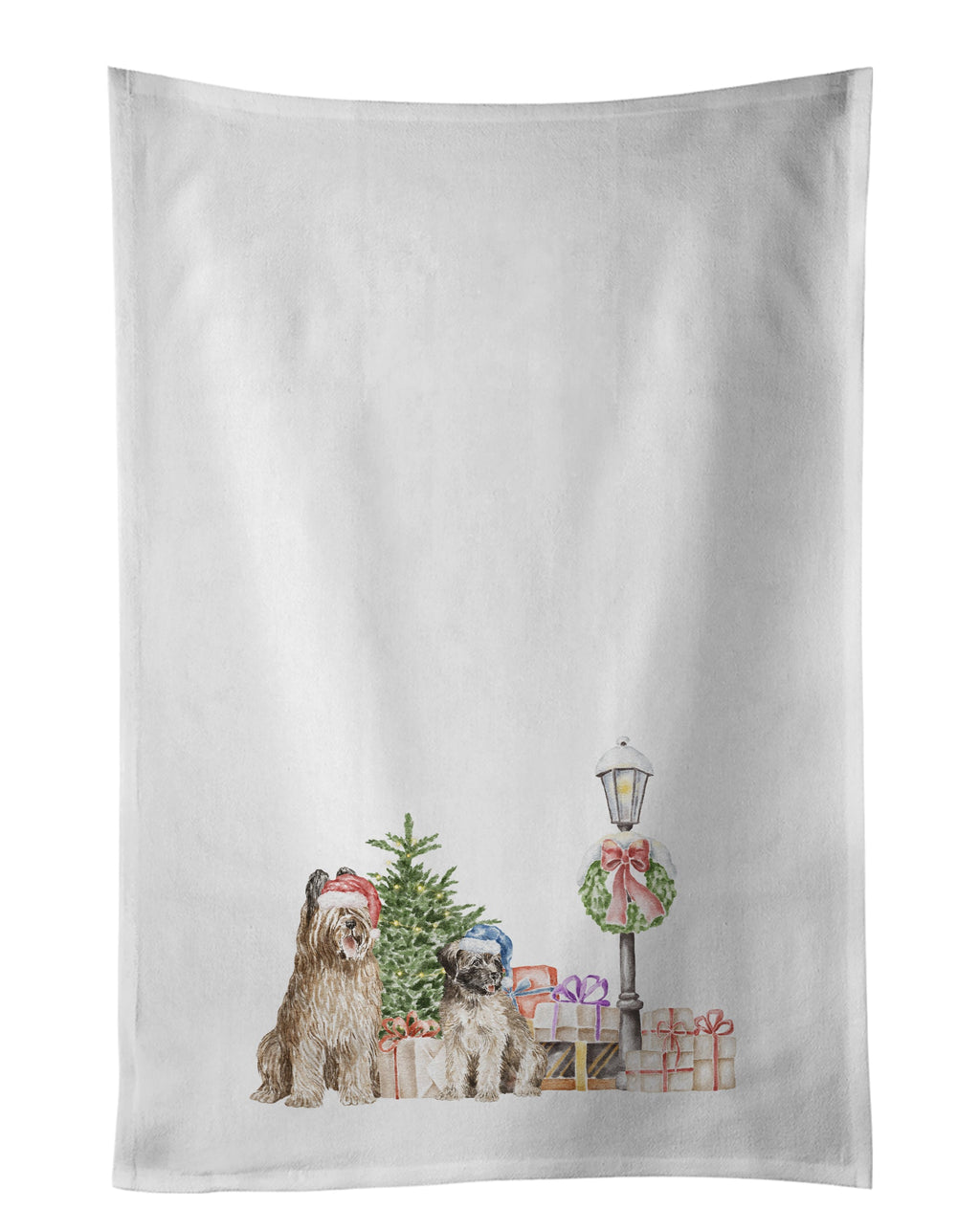 Briard Duo Kitchen Towel Set of 2 White Dish Towels Decorative Bathroom Hand towel for Hand, Face, Hair, Yoga, Tea, Dishcloth, 19 X 28", White