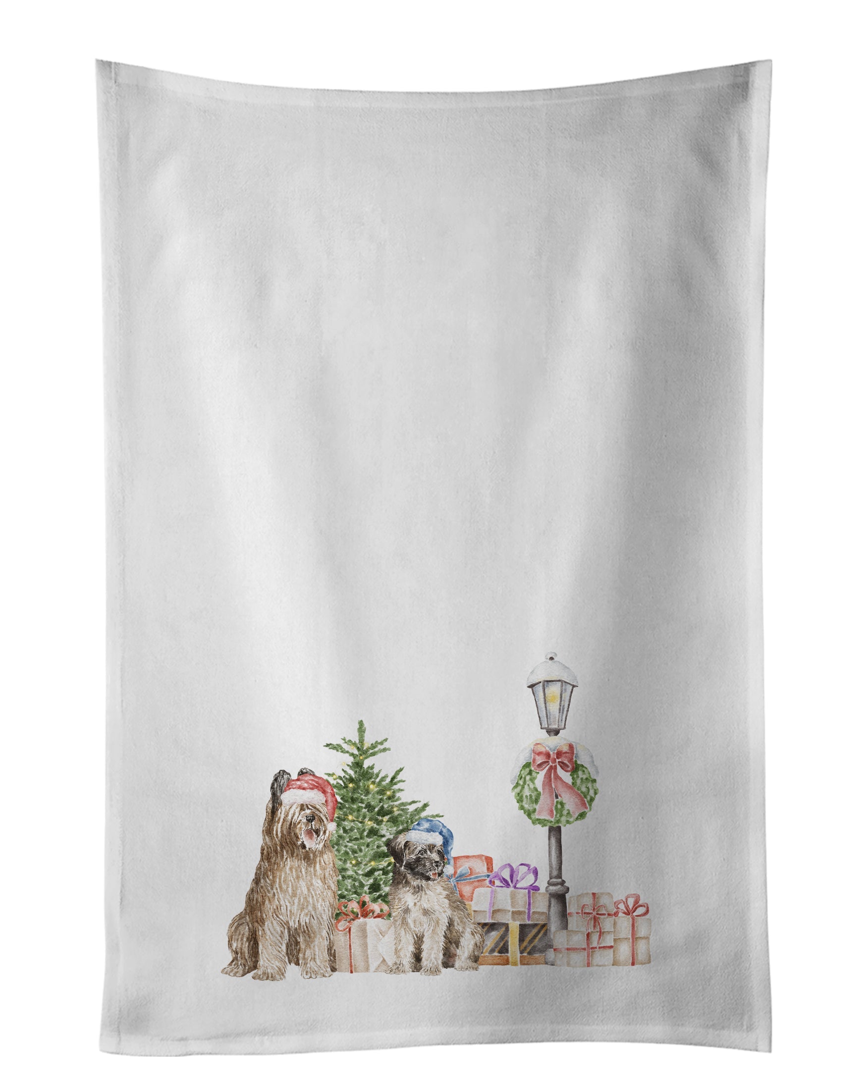 Briard Duo Kitchen Towel Set of 2 White Dish Towels Decorative Bathroom Hand towel for Hand, Face, Hair, Yoga, Tea, Dishcloth, 19 X 28", White